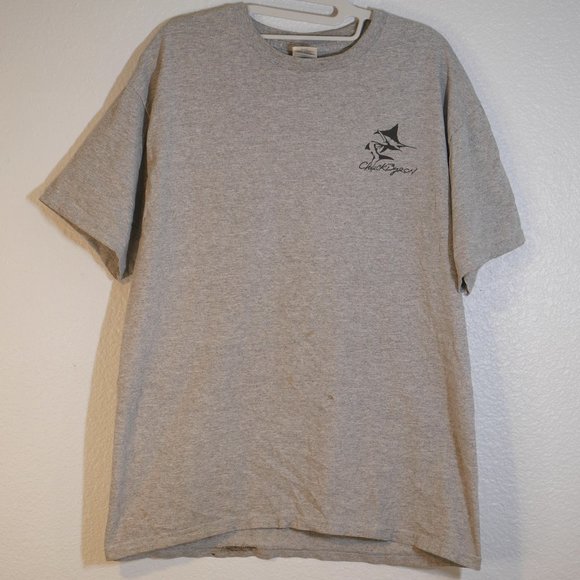 Gildan Other - Gildan Shirt Mens Size L Long Sleeve Heathered Gray Fish Graphic Chuck Byron